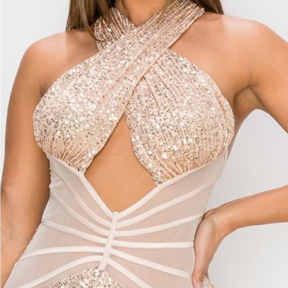 Rose gold Cross chest dress by Bandjul